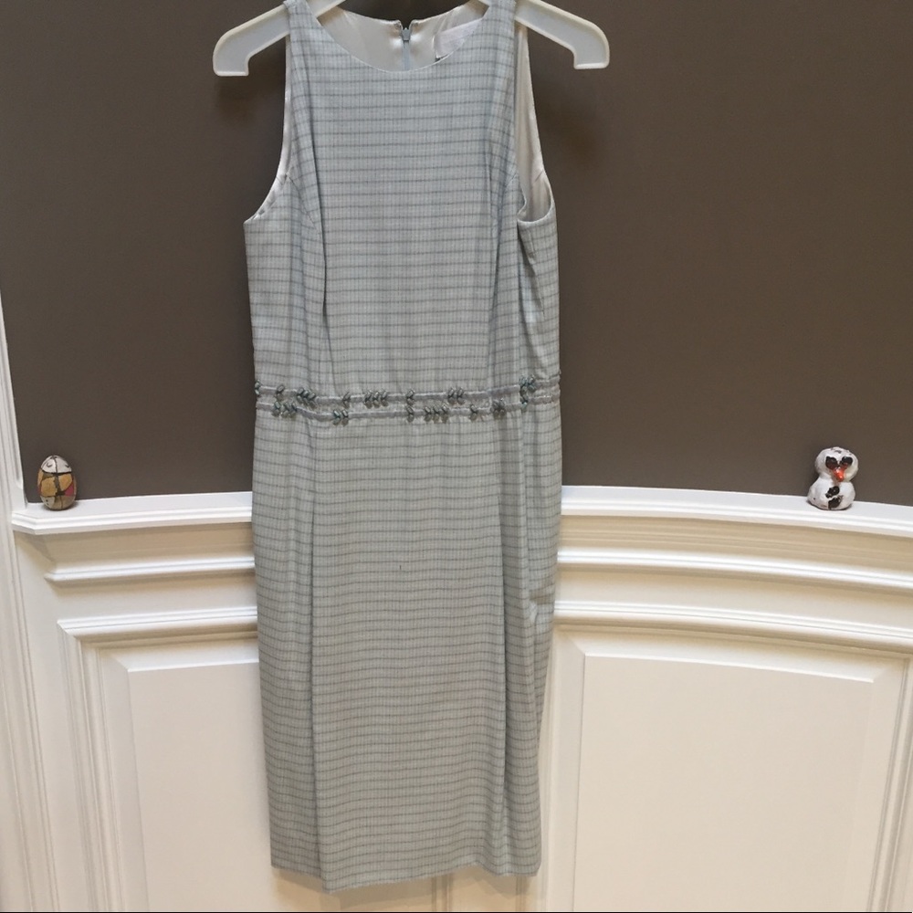 Beaded Badgley Mischka plaid midi dress